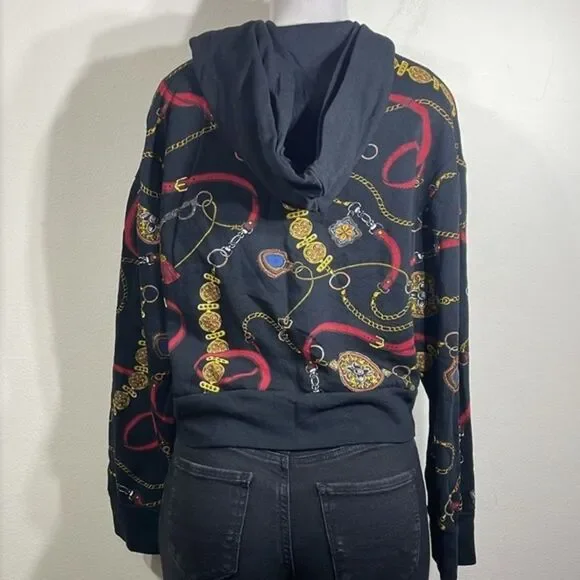 (N3) Zara chain print hoodie size S - Picture 2 of 8